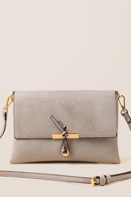 Francescas Leda Pebbled Hook Closure Crossbody - Gray