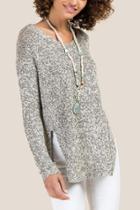 Francesca's Raphael Rounded Hem Elbow Patch Sweater - Taupe