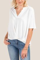 Francesca's Morgan Pleated Front Top - Ivory
