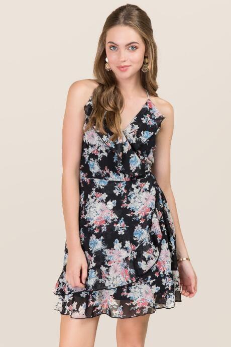 Mi Ami Karlyn Floral Wrap Dress - Black