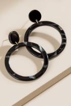 Francesca's Joanna Marbled Resin Circle Drop Earrings - Black