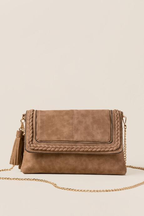 Francesca's Mariana Braided Crossbody - Cognac