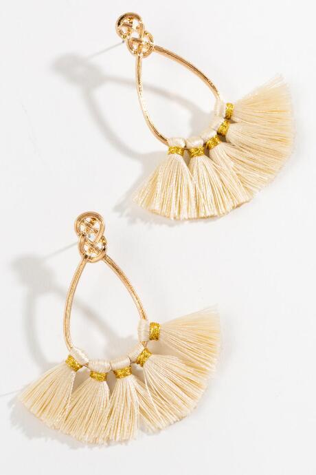Francesca's Genesis Knot Post Tassel Earrings - Ivory