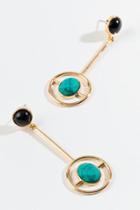 Francesca's Estelle Linear Geo Drop Earrings - Turquoise