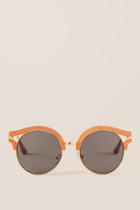Francescas Wink Round Wooden Sunglasses - Brown