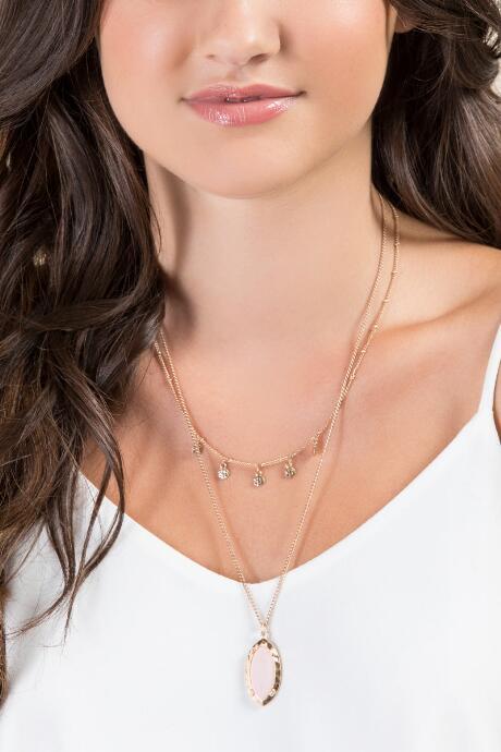 Francesca's Linda Rose Quartz Layered Necklace - Pale Pink