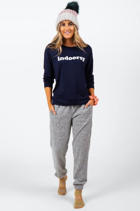 Francesca's Indoorsy Sweatshirt - Navy