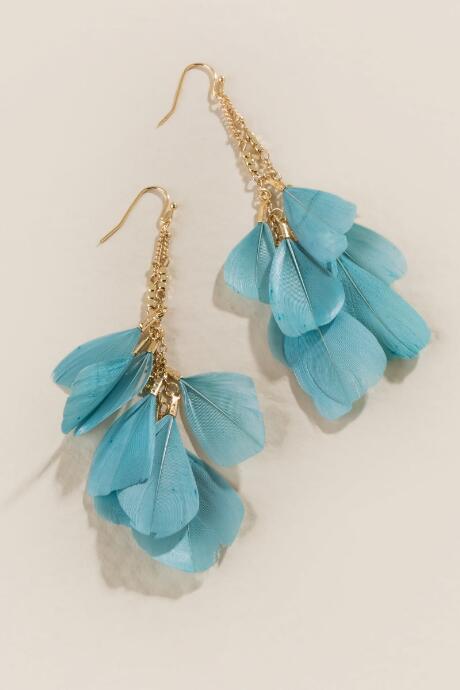 Francesca's Elle Feather Earrings - Teal