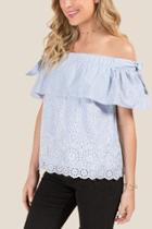 Francesca Inchess Kennedy Cut Out Embroidered Tank - Light Blue