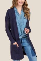 Francesca's Grayson Rounded Hem Cardigan - Navy