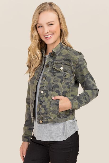Mi Ami Kallista Fitted Camo Jacket - Dark Olive