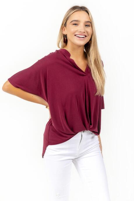 Francesca's Morgan Pleated Front Top - Wine