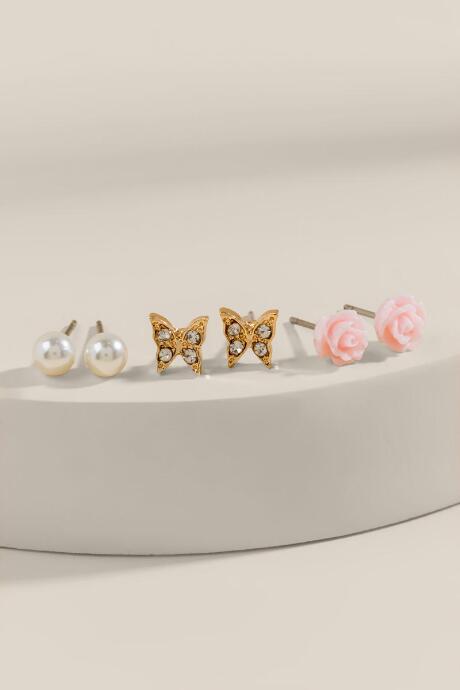 Francesca's Ria Butterfly Stud Set - Blush