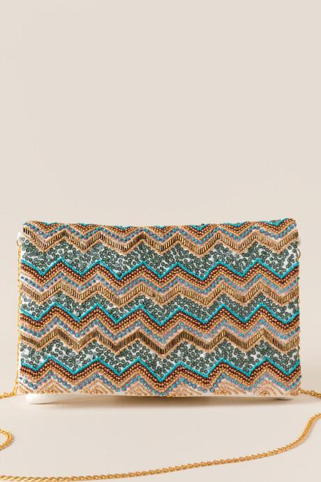 Francesca's Liz Zig-zag Beaded Clutch Crossbody - Multi