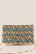 Francesca's Liz Zig-zag Beaded Clutch Crossbody - Multi