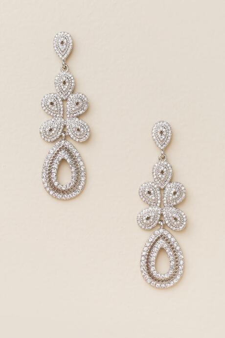 Francesca's Clarnette Crystal Statement Earrings - Crystal