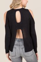Francesca's Callen Open Back Pullover Sweater - Black