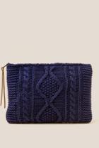 Francesca's Cypress Braided Crochet Zip Clutch - Navy