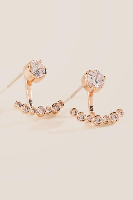Francesca's Anaya Rose Gold Crystal Earring Jackets - Rose/gold