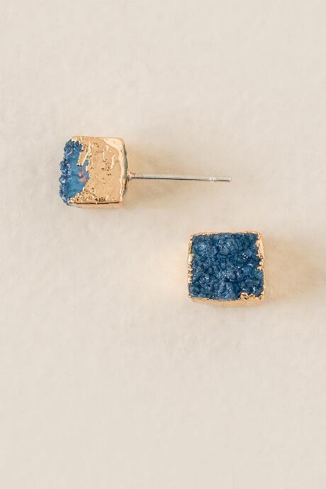 Francesca's Taryn Druzy Stud Earring In Navy - Navy