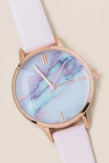 Francesca's Hillary Blue Marble Watch - Blush