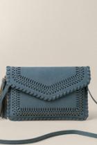 Francesca's Kamryn Perforated Envelope Clutch In Chambray - Chambray