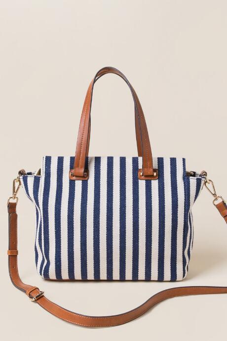 Francesca's Lana Striped Tote - Blue