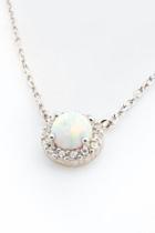 Francesca's Priscilla Cz Halo Opal Pendant Necklace - Silver