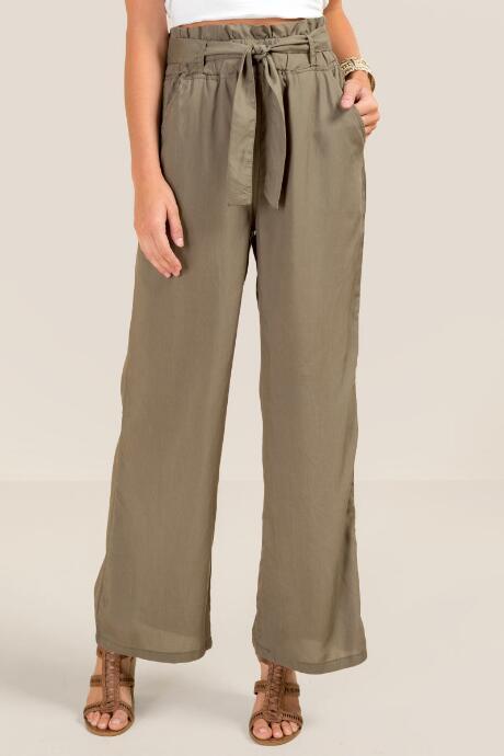Francesca's Jasper Wide Leg Paperbag Palazzo Pant - Dark Olive