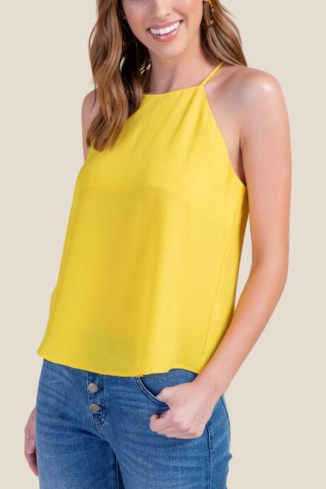 Francesca's Layla High Neck Tank Top - Lemon