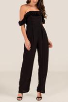 Francesca's Laura Off The Shoulder Jumpsuit - Black