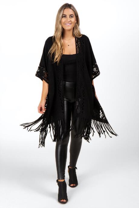 Francesca's Aria Boucle Kimono - Black