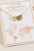 Francesca's World Map Rose Gold Pendant Necklace - Gold