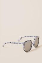 Francesca's Geri Marble Round Sunglasses - Black/white