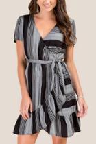 Francesca Inchess Livia Striped Wrap Dress - Black