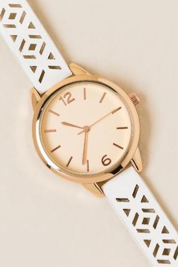 Francesca's Kelsey Perforated Watch - White