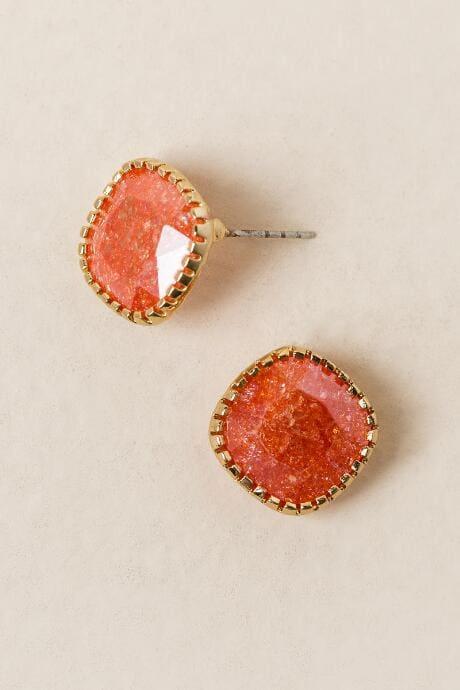 Francesca's Wren Square Stud Earring In Red - Rose