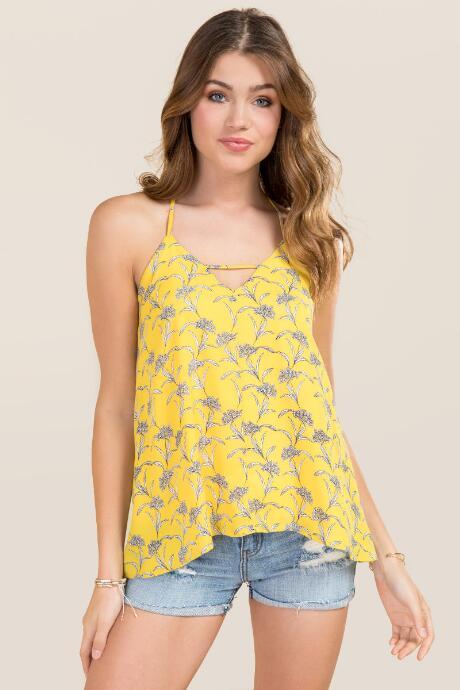 Blue Rain Noely Bar Back Floral Tank - Yellow