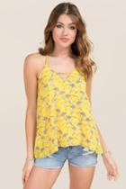 Blue Rain Noely Bar Back Floral Tank - Yellow
