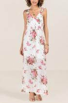 Francesca's Madelyn Ruffle Sleeve Floral Maxi Dress - Ivory