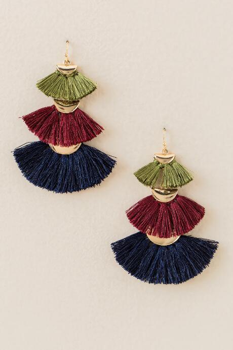 Francesca's Maye Stacked Tassel Earring In Multi - Multi