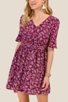 Francesca's Brynlee Smocked Waist Floral Dress - Purple