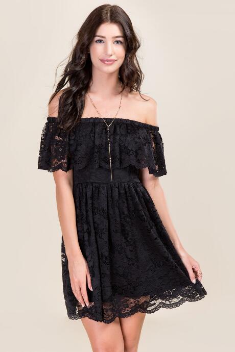 Francesca's Talia Off The Shoulder Dress - Black