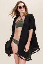 Francescas Becca Embroidered Tassel Cover Up - Black