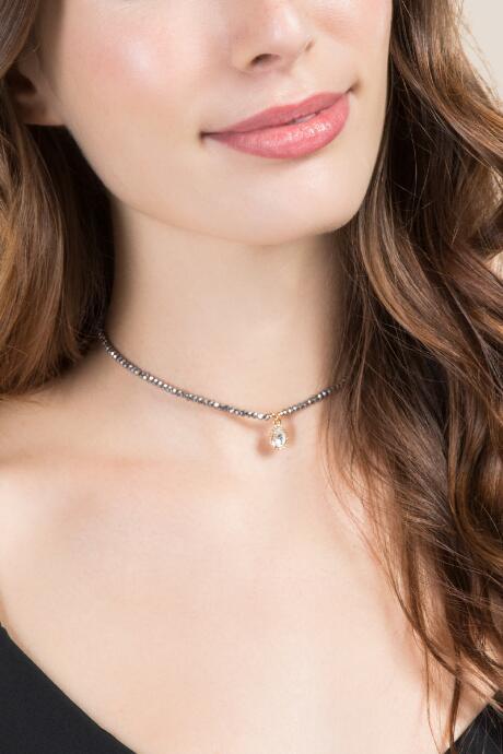 Francesca Inchess Lolanda Beaded Choker - Hematite