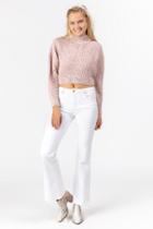 Francesca's Robi Mock Neck Sweater - Pink