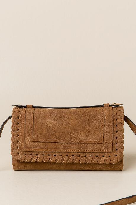 Francesca's Tessa Whipstitch Crossbody Wallet - Cognac
