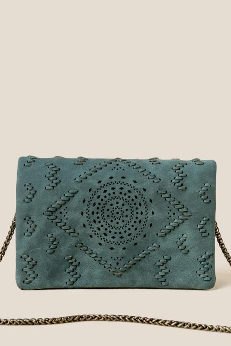 Francesca's Waverly Perforated Crossbody - Dark Teal