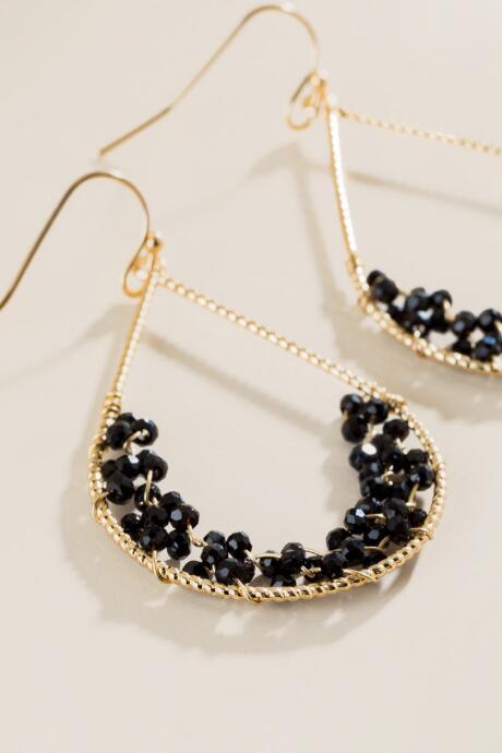 Francesca's Margaret Beaded Teardrop Earrings - Black