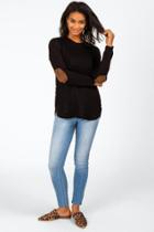Francesca's Tarynn Elbow Patch Sweater - Black